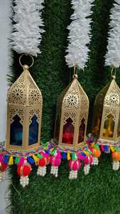Handmade Mughal Style Metal Lantern with Jasmine Rose Garland Hanging Floral Lantern Diwali Eid Ramadan Wedding Stage Backdrop - Product Image 5