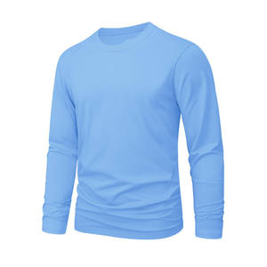 Summer 100% Cotton Men's T-Shirt Fashion col rond avec manches longues Blank Design Loose Solid Pattern Casual Style Men's T-Shirt - Product Image 5