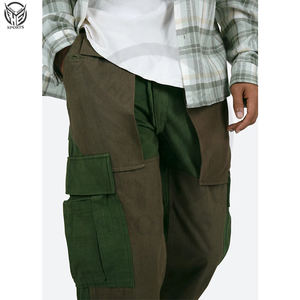 Pantalon cargo décontracté pour homme, matière personnalisée, plusieurs couleurs, coupe droite ample, fermeture éclair. - Product Image 6