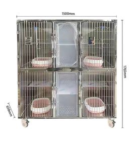 Gabbia per Gatti <span class=keywords><strong>a</strong></span> 4 Porte in Acciaio Inossidabile, 4 Scomparti, Modulare, per Cliniche Veterinarie, Allevamenti, Ospedali, con Ruote - Product Image 5