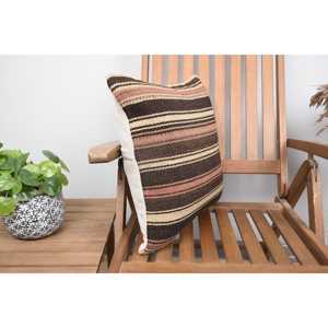Beige Kilim Wool Pillow 18x18 Inch Luxury Accent Pillow Vintage <b>Fluffy</b> Pattern Rustic Print Feather for Christmas <b>Bedding</b> - Product Image 2