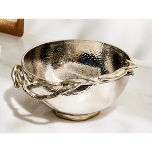 Bol décoratif en métal poli de haute qualité avec accent de branche de fleur pour mariage ou tout événement - Product Image 4