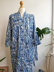 Algodón puro estampado a mano jardín persa Floral Coverup piso-longitud casa Bata para Otoño Invierno Navidad para nuevas mamás Maternidad - Product Image 4