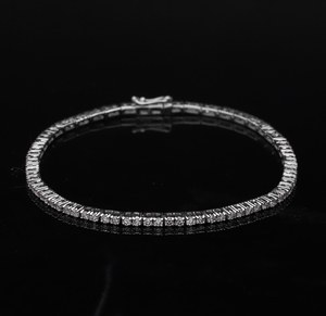 Elegante pulsera de tenis clásica de oro de 14 quilates 2.94CTW Diamante de corte redondo natural Ajuste seguro Pulseras de diamantes Brazaletes - Product Image 2
