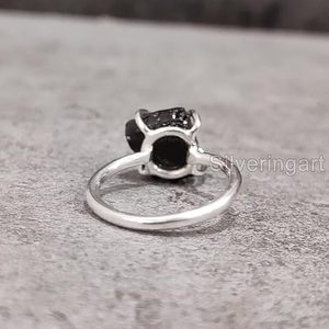 Rough Womens Ring Natural Garnet Gemstone January Birthstone Prong Band <b>Valentine</b> <b>Gift</b> Handmade Jewelry 925 Sterling Silver Ring - Product Image 6