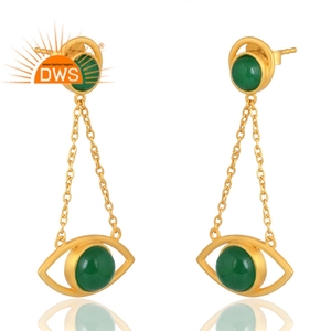 Hot Selling 925 Sterling Silver 18K Gold Plated Natural Aventurine <b>Green</b> Quartz Gemstone Earring Demi Fine Jewelry Manufacturer - Product Image 3