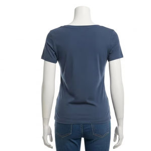 T-shirts pour femmes en tricot compressé, col rond, tissu extensible doux, respirant, coupe ajustée, vêtements de tous les jours, haut tendance, vente en gros - Product Image 4
