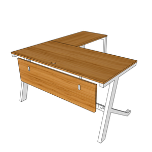 BFYB009-YBamboo 140x150cm L-Shaped Corner <b>Computer</b> <b>Desk</b> with Assembled Iron Legs - Product Image 6
