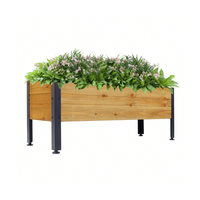 Vente en gros de jardinières rectangulaires en bois écologiques, biodégradables, naturelles, avec pieds en acier, style classique, taille personnalisable