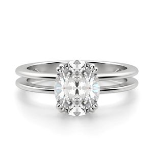 Ensemble de mariée solitaire en diamant coupe ovale pour femme - Product Image 6