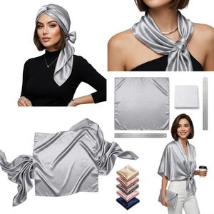 Lenço de Seda Satinado com Padrão Creme para Mulheres, Ideal para Casamentos e Acessórios Formais - Product Image 5
