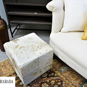 Vente en gros de canapés carrés en cuir et cheveux pouf carré fait à la main tabouret de bar chaises pouf chaises de salle à manger pour la décoration intérieure - Product Image 3