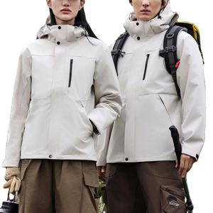 Veste d'hiver pour l'alpinisme, softshell trois en un, coupe-vent, imperméable, col montant, logo frontal, vêtements - Product Image 4