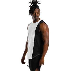 Premium Wholesale Fleece-Lined Side Panel <b>Tank</b> <b>Top</b> for <b>Men</b> <b>Black</b> and White Color Contrast Sleeveless Shirt for Gym <b>Tank</b> <b>Tops</b> - Product Image 6
