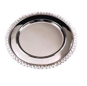 Placa de cargador de metal niquelada con cuentas de cristal para bodas Placa de cargador más vendida de alta calidad que exige en fiestas - Product Image 1