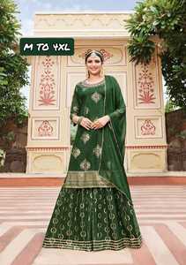 Meilleure qualité nouveau Design moderne 2023 Chanderi imprimé et broderie travail Kurti Sharara avec dupata au prix de gros - Product Image 3