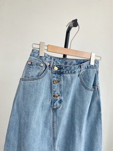 Conçu sur mesure droite dames longues Jean jupes Y2K Style solide motif lavé Denim mode en gros printemps été automne - Product Image 6