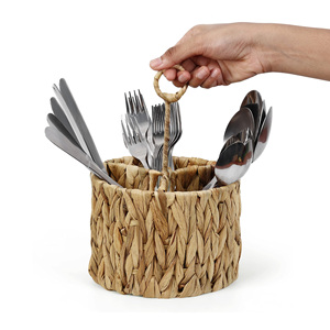 High quality restaurant cutlery holder natural <b>water</b> hyacinth caddy <b>container</b> for utensils storage - Product Image 4