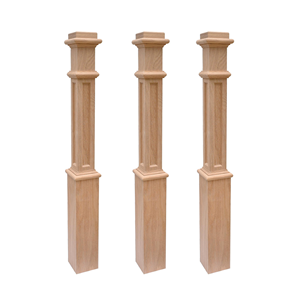 Vente en gros EFS Viet Nam 4091FP Boîte en bois de caoutchouc massif Newel avec panneau plat Détail Pièces d'escalier élégantes pour tout escalier - Product Image 1