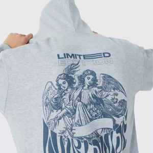 เสื้อกันหนาวมีฮู้ดโอเวอร์ไซส์สำหรับผู้ชายเสื้อสเวตเชิ้ตสีพื้นหนา350-450แกรมพิมพ์ลายไหล่ตกสำหรับฤดูหนาวโลโก้ออกแบบได้ตามต้องการ - Product Image 2