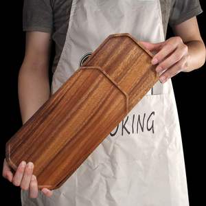 Lot de 2 plateaux de service en bois Planches à charcuterie Grand plateau en bois d'acacia 16 "& 13" Plateaux en bois Plat à charcuterie - Product Image 3