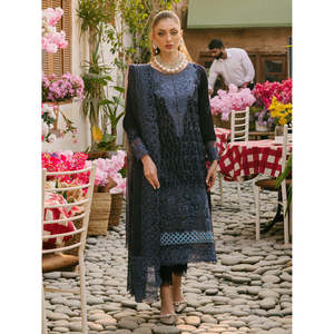 Conjunto de 3 piezas bordado para mujer Mahnur con dupatta de malla Khaddi y pantalón - BIC-4738 - Product Image 1