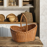 Tienphong Groothandel Handgeweven Rotan Picknickmand, Opbergmand Met Handvat, Handvat Handmand Bloemenmanden