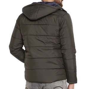 Custom <b>Men's</b> Softshell Winter <b>Jacket</b> <b>Waterproof</b> Casual Bubble Design Long Hood <b>Light</b> Woolen Fabric Zipper Closure Dyed Processed - Product Image 3