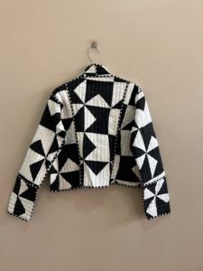 Abstract pattern Women's Reversible Cotton Quilted Jacket Breathable Patchwork Festive Design <b>Unique</b> Handicraft <b>for</b> <b>Her</b> <b>Gift</b> - Product Image 6