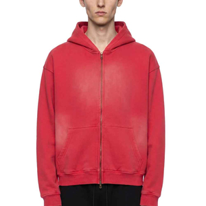 Nouveau de l'usine – Sweats à capuche 100 % coton personnalisés, design délavé au soleil, brodés, zippés, respirants, couleur unie, pour l'automne, service OEM numérique, effet vieilli - Product Image 1