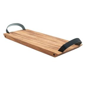 Bandeja de servicio de madera de diseño único de tamaño personalizado con mango de metal Características decorativas de latón de acero inoxidable para uso doméstico - Product Image 6