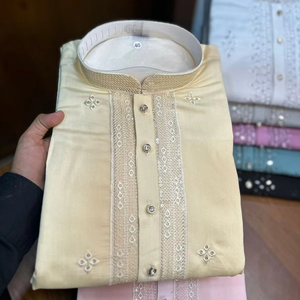 Người Đàn Ông Dài Tay Bông Kurtas Tay Vẽ Paisley In Trang Phục Chính Thức Mặc Giản Dị Ấn Độ Phong Cách In <span class=keywords><strong>Jaipur</strong></span> Áo Sơ Mi Yoga Mặc Hàng Đầu - Product Image 1