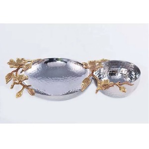 Bol décoratif élégant en métal martelé à la main avec bol à fruits moderne de pièce maîtresse fini en nickel idéal pour le comptoir de cuisine - Product Image 4