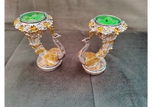 Juego de Portavelas de Pavo Real Chapados en Oro de 24K de Primera Calidad para Decoración del Hogar, Decoración de Bodas y Estilo Festivo de Lujo - Product Image 4