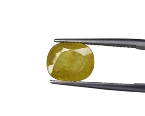 Saphir jaune naturel de qualité fine chauffé coupe ovale 6.35 carat taille de bague pierre de naissance de septembre pour la fabrication de bagues et de pendentifs - Product Image 1