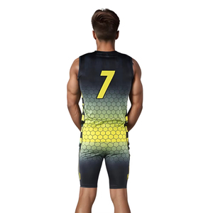 Uniforme de football drapeau 7 sur 7 avec compression sublimée au design personnalisé avec votre nom et votre numéro personnalisés - Product Image 3