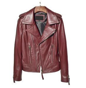 Chaqueta de Motocicleta de Invierno para Mujer, de Cuero Genuino, Bordada y Acolchada, Corte Ajustado, Estilo Biker - Product Image 1