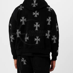 Chándal de diamantes de imitación lavado con ácido para hombre de gran calidad para correr logotipo personalizado ropa informal para hombre con diamantes de imitación lavado con ácido - Product Image 3