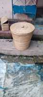 Panier de rangement carré vintage écologique en jacinthe, tressé à la main en rotin, bord festonné, poignées intégrées, taille personnalisable, pour la maison et l'hôtel