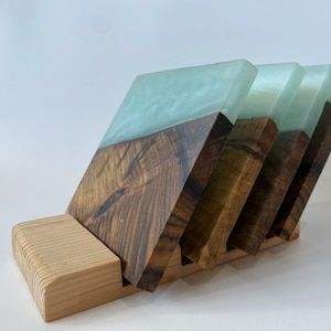 Nouvel arrivage de cendrier en bois de résine époxy de forme carrée avec logo de couleur personnalisée design moderne fait à la main décoratif portable intérieur extérieur - Product Image 6