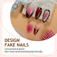 Ongles à pression imprimés en 3D réutilisables faits à la main de luxe nouvelle conception de fleur inscrite de mode pour la beauté de manucure-Vente en gros
