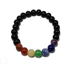 Cristal negro obsidiana y 7 Cuentas de chakra pulsera de cristal joyería de moda para hombres y mujeres estilo Feng Shui regalo que mejora la energía - Product Image 3