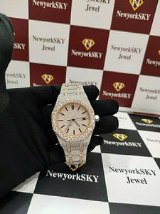 Montre-bracelet de luxe de marque top mode bling mécanique de luxe style hip hop en acier inoxydable pleine moissanite diamant glacé - Product Image 2