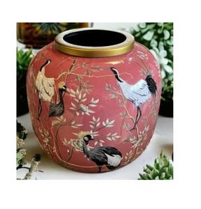 Party Wedding Garden Decoration Accessories Unique Style Metal Flower Planter <b>Pot</b> With White Enamel Finishing - Product Image 5