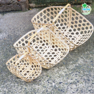 CESTA DE REGALO DE BAMBÚ multiusos con hermosos patrones de flores hecha a mano con cesta de cuidado para embalaje de regalo - Product Image 3