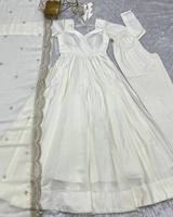 Robe ethnique Tennecy Fox en Georgette avec broderie en soie et travail de diamants, manches longues, dupatta, pour mariage, Diwali, soirée, réversible, livraison rapide