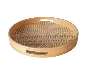 Bandeja de servicio de ratán para restaurante, artículos de Hotel de forma redonda, bandeja de artículos de servidor de Chocolate tejido de ratán de gran tamaño de la India - Product Image 1