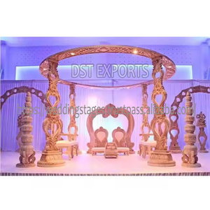 Trending Twin Pillars Wooden Wedding Mandap Top High Quality Double Pole Marriage Mandaps Decor Manufacturers DST EXPORTS Venues - Product Image 4