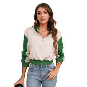 Sweat-shirt uni à manches longues en coton personnalisé Design Pull brodé de haute qualité Polaire pour femmes Sassy Zip Hoodies - Product Image 1