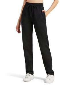 <span class=keywords><strong>Pantalon</strong></span> de jogging polaire taille mi-haute pour <span class=keywords><strong>femme</strong></span>, coupe large, extra long, en mélange de coton, avec cordon de serrage et poches - Product Image 1